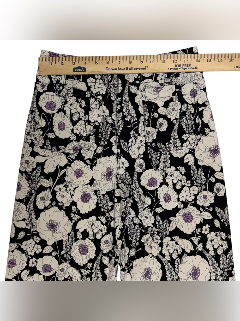 Anthropologie Maeve Colette Wide Leg Pants Womens 28 Black Floral Patch Pocket - Picture 5 of 9